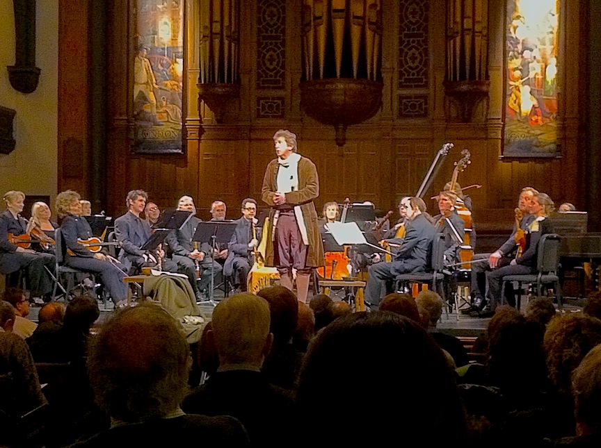 R.H. Thomson and Tafelmusik Baroque Orchestra at Trinity-St Paul's Centre on TRhursday night (John Terauds iPhone photo).