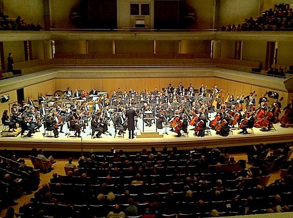 Wednesday night's Toronto Symphony contrasts at Roy Thomson Hall included string quartet versus 100-piece orchestra (John Terauds iPhone photos).