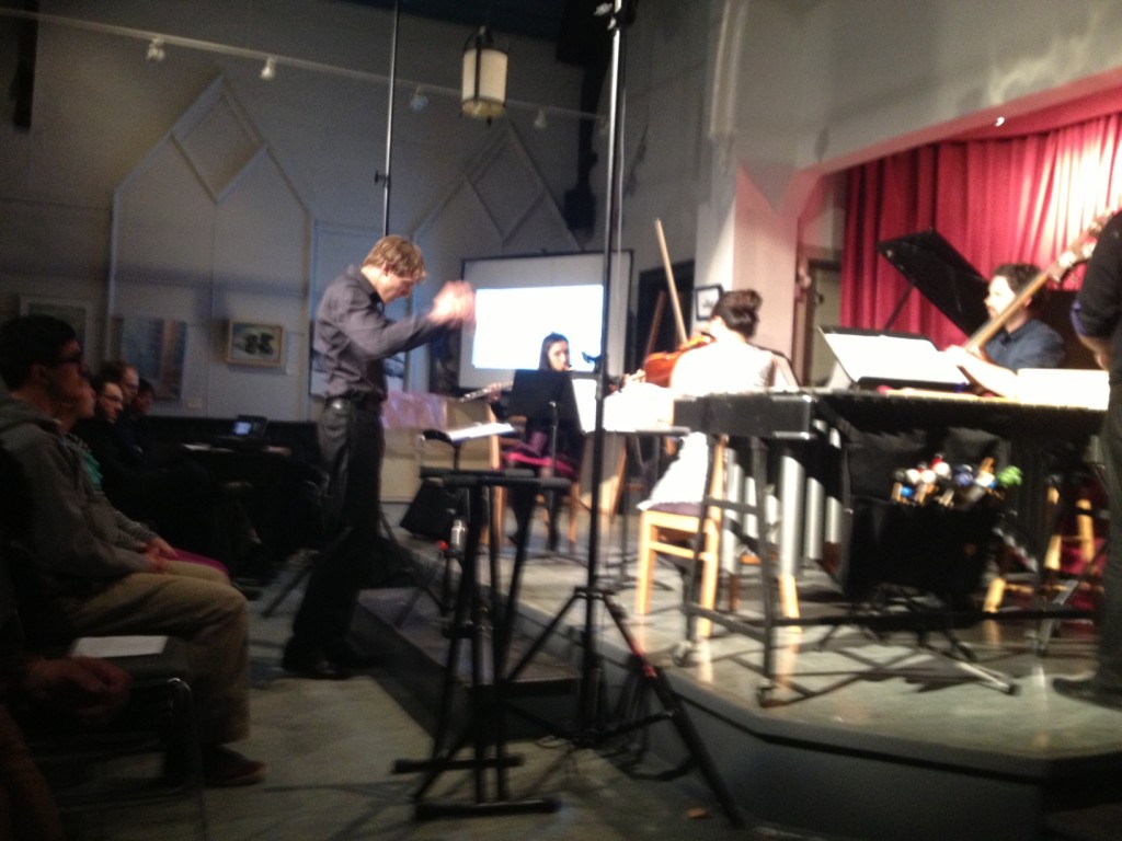 The Toy Piano Composers at Heliconian Hall on Saturday (Tim Crouch iPhone photo).