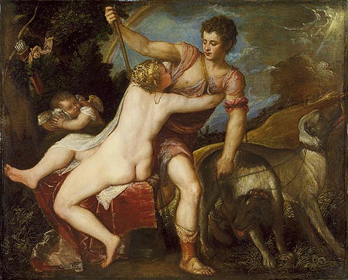 Venus and Adonis, largely painted by Titian in the mid-16th century.
