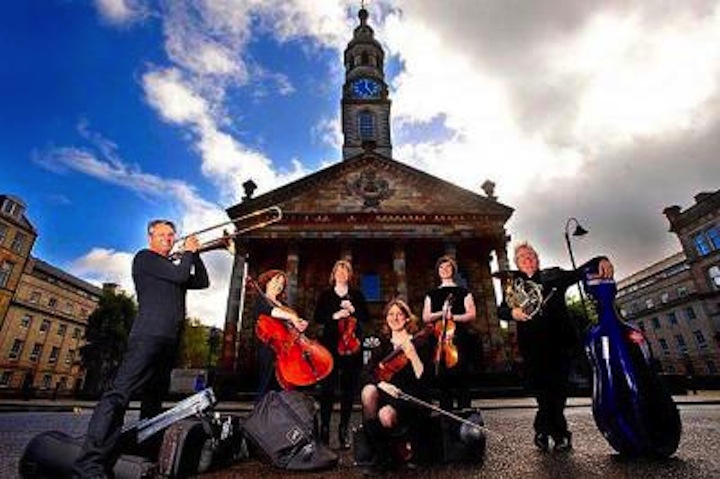 McOpera members in front of St Andrew's church in Glasgow (Colin Meams photo).