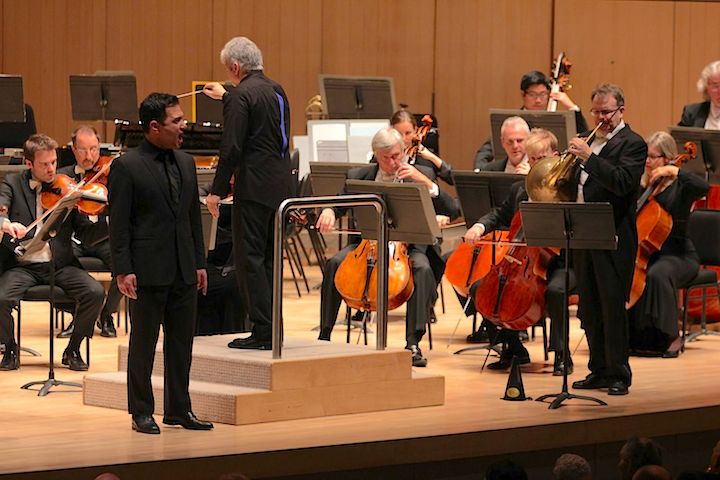 Tenor Nicholas Phan and Toronto Symphony Orchestra principal Neil Deland perform Benjamin Britten on Thursday night (Josh Clavir photo).