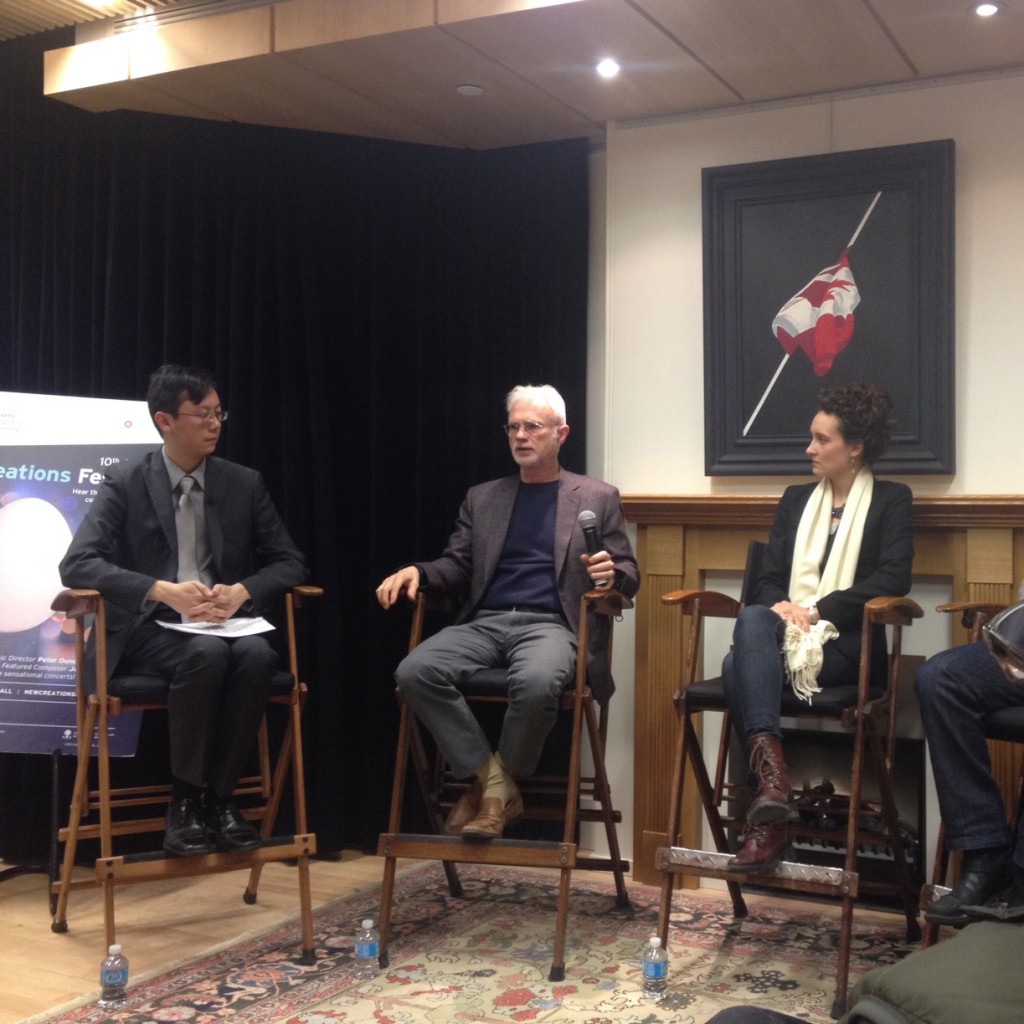 Composers, Kevin Lau, John Adams, and Brian Current at the Canadian Music Centre, March 5, 2014.