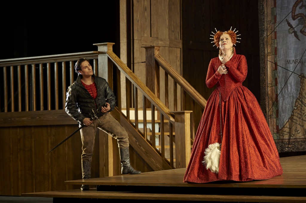 Leonardo Capalbo as Roberto Devereux and Sondra Radvanovsky as Elisabetta in the Canadian Opera Company production of Roberto Devereux, 2014. Photo: Michael Cooper
