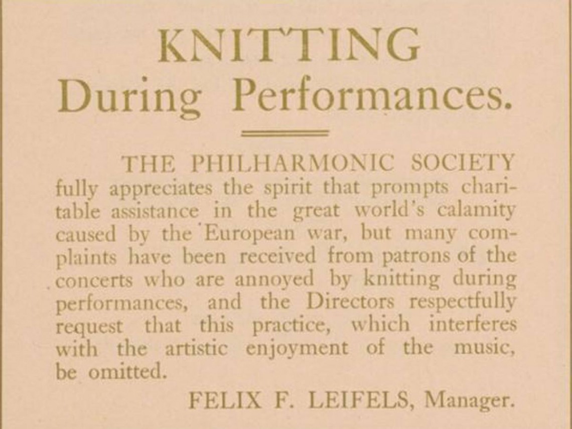 Notice published on Feb. 11, 1915  Philharmonic Society concert program