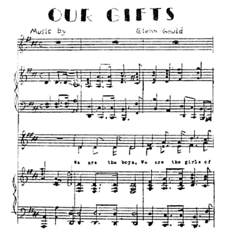 "Our Gifts", by Glenn Gould. Score excerpt