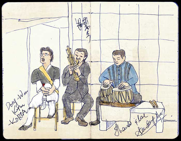 Members of the Silk Road Ensemble, Illustration by Cindy Woods - Art Institute of Chicago