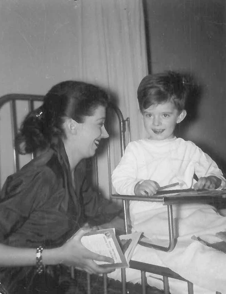 Kent Teeple with mother, Shirley Teeple. Photo taken at SickKids Hospital circa 1955/56.