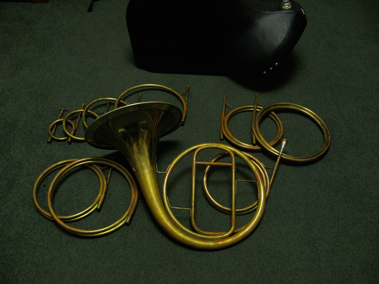 Natural horn with crooks for playing in different keys.