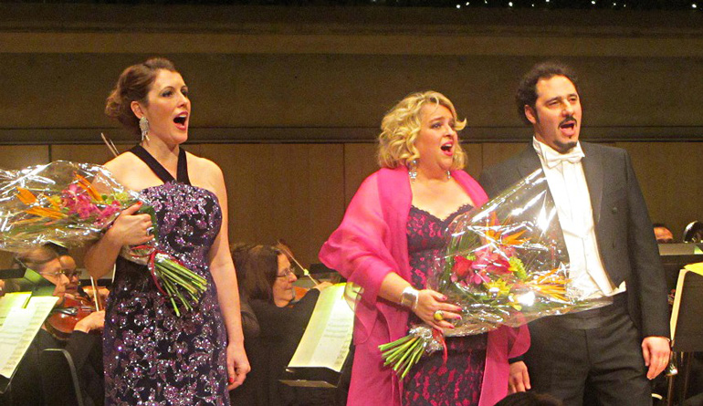 Bravissimo! (L-R) Krisztina Szabó, Karina Gauvin, Stefano La Colla. (Photo: Joseph So)