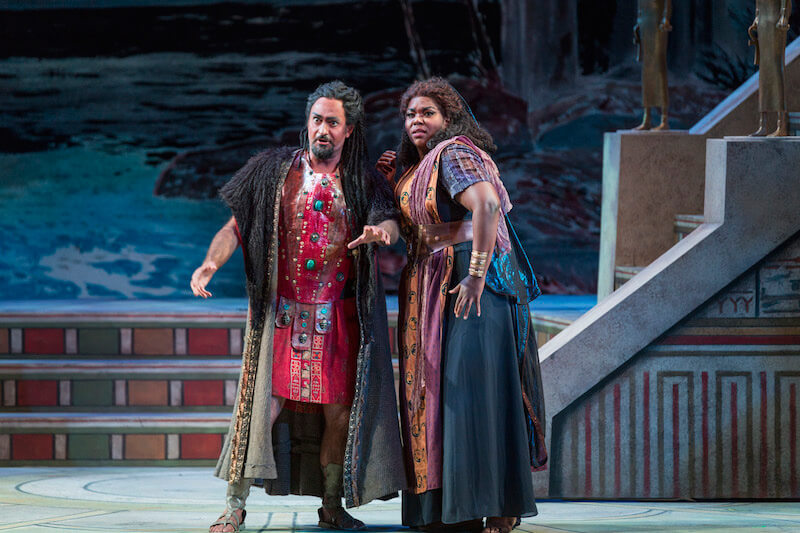 Marco Nistico as Amonasro and Michelle Johnson as Aida (Photo: Rod Millington)