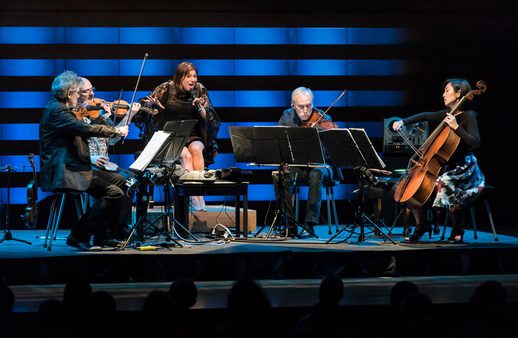 Kronos Quartet with Tanya Tagaq at Koerner Hall Photo: Lisa Sakulensky