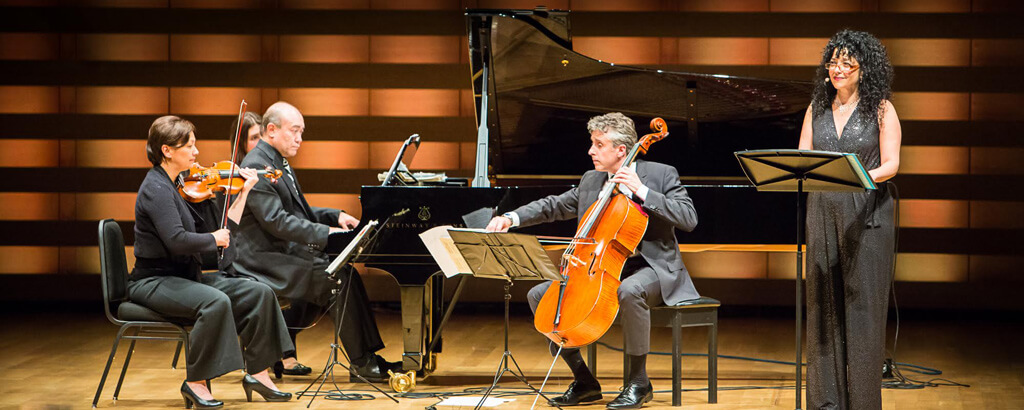 The Gryphon Trio and mezzo-soprano Julie Nesrallah perform at Our Musical Brain: Koerner Hall. (Photo: Karen Whylie)