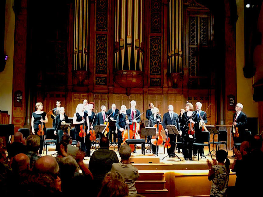 The Tafelmusik Baroque Orchestr with Christophe Coin, director and cello soloist. (Photo: John Terauds)