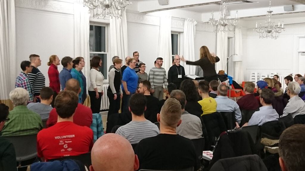 Singing Out: The LGBTQ Chorus rehearses with Artistic Director Jody Malone (Photo: Brian Chang)