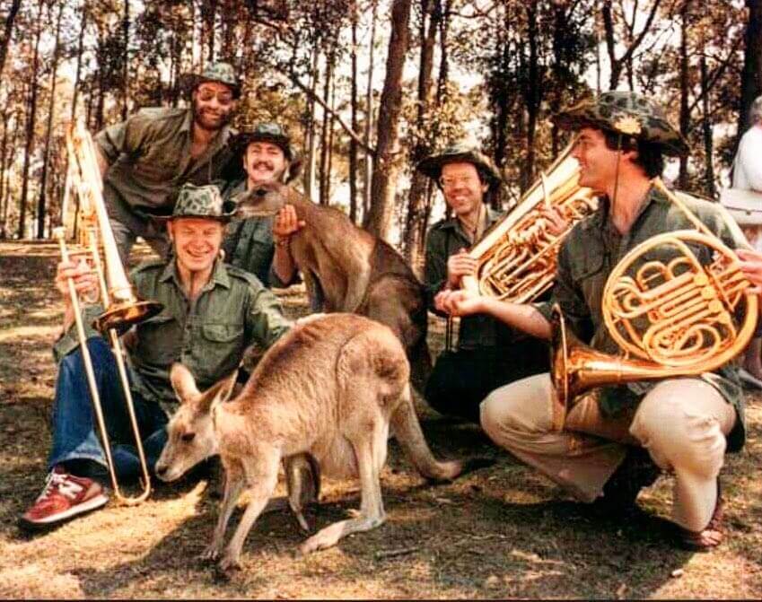 The Canadian Brass held a sort of instrumental petting zoo in the 1980s (Photo via canadianbrass)