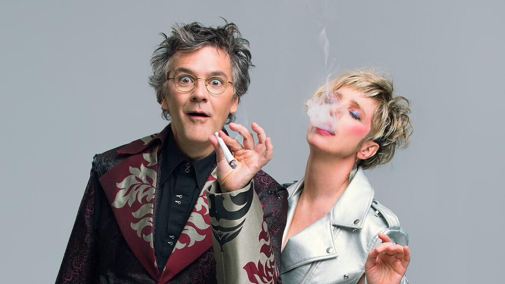 Francis Colpron et Marie-Nathalie Lacoursière, artisans de la production Nicandro e Fileno, présentée ce jeudi au Monument-National. (Crédit: Hugo B. Lefort)