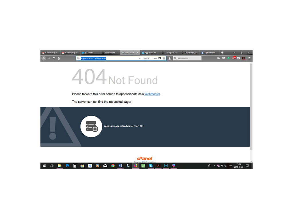 À 22 h, en date du 28 janvier 2018, le site web d'Appassionata n'était pas accessible. 