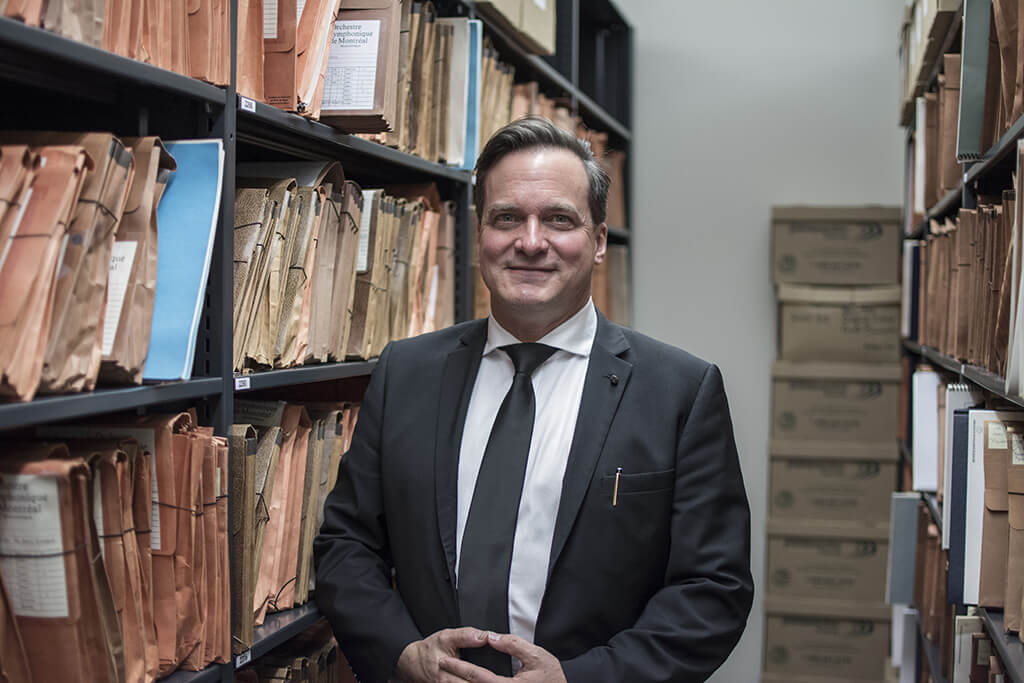 Michel Léonard, musicothécaire de l'OSM. (Crédit: Stéphanie Dupuis)