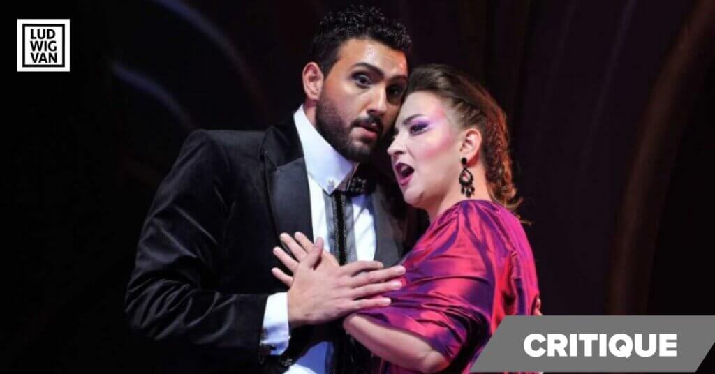 Rocco Rupolo et Marianne Fiset dans les rôles principaux dans La Traviata à l'Opéra de Québec, le 19 octobre 2019. (Photo : courtoisie Opéra de Québec)