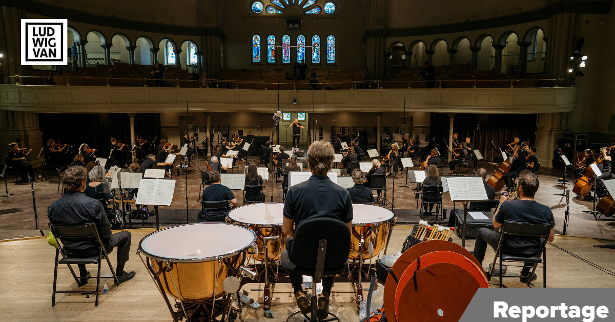 Orchestre Métropolitain en enregistrement à la salle Bourgie en distanciation