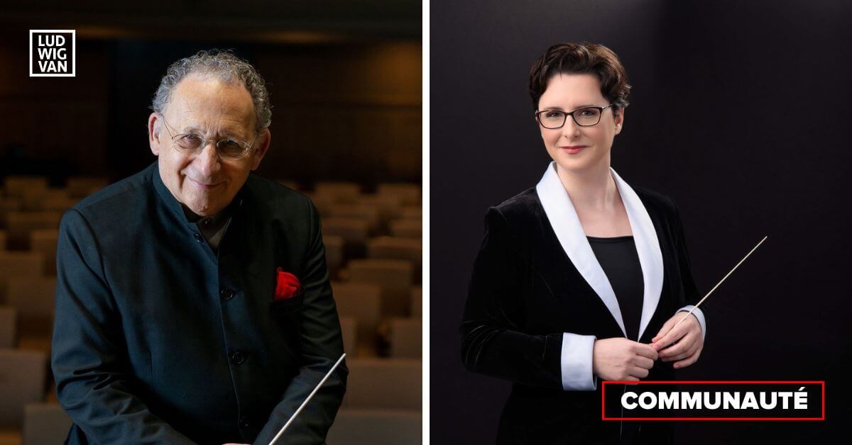 À gauche: Boris Brott. À droite: Geneviève Leclair, cheffe d'orchestre, dirigera le concert de l'OCM en hommage à Boris Brott, le 18 octobre 2022 à la salle Pierre-Mercure. (Photos: courtoisie)