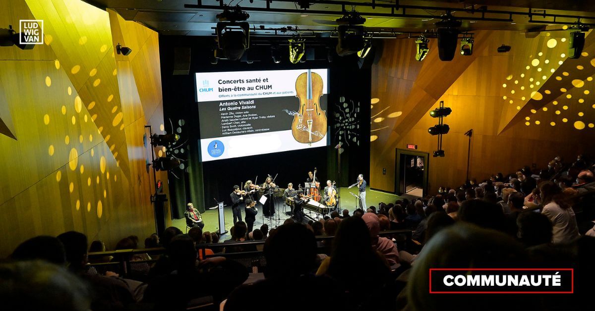 Un concert au CHUM dans le cadre de l'initiative des Concerts santé et bien-être, en 2022. (Photo: courtoisie du FMCM)