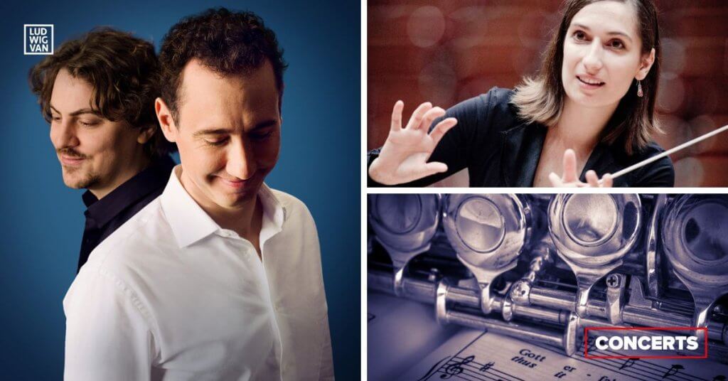 Le ténor Cyrille Dubois et le pianiste Tristan Raës; la cheffe Ariane Matiakh; une flûte traversière