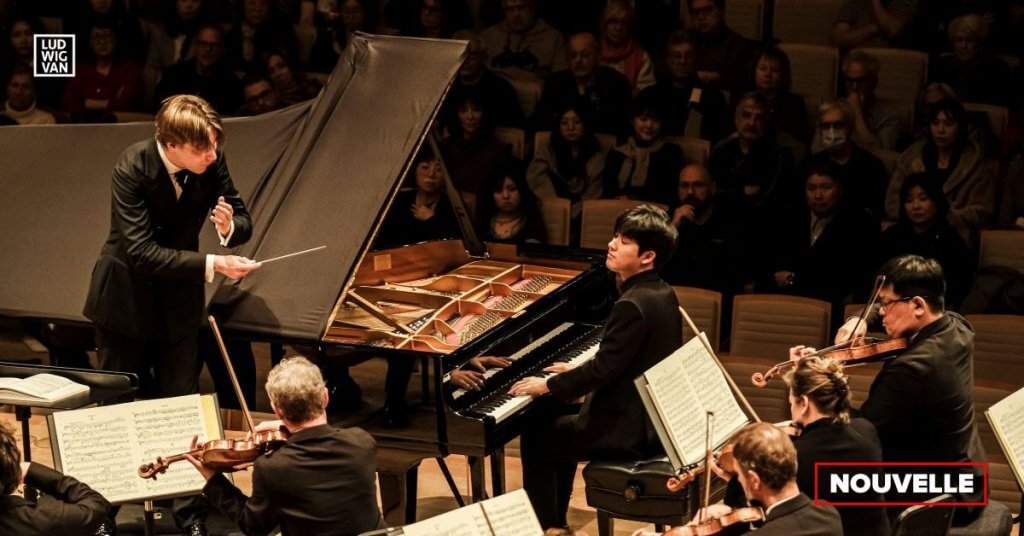 Yunchan Lim en solo avec l'Orchestre de Paris et Klaus Mäkelä lors de leur concert à la Maison symphonique il y a quelques jours à peine. (Photo : Mathias Benguigui)