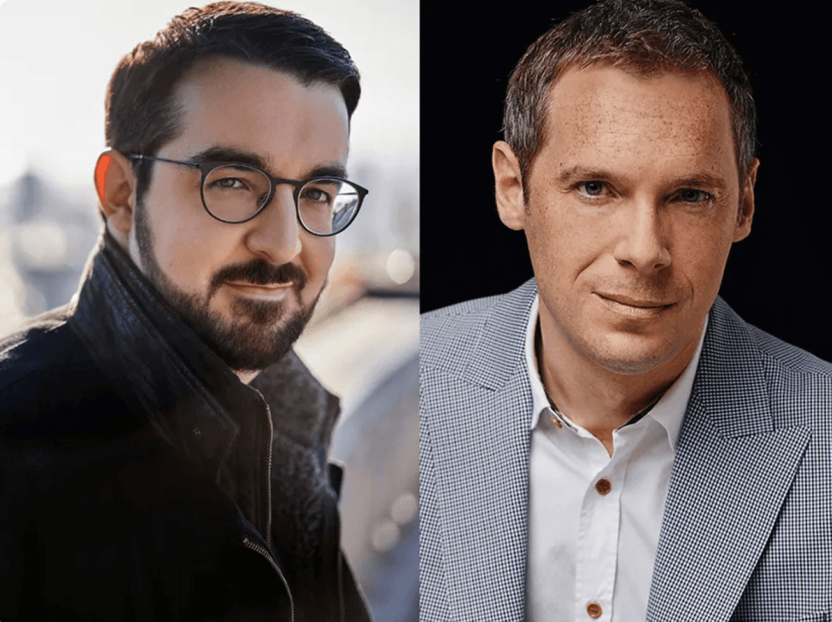 Les pianistes Charles Richard-Hamelin et David Jalbert offrent un concert à quatre mains. (Photo : site web de la salle Bourgie)