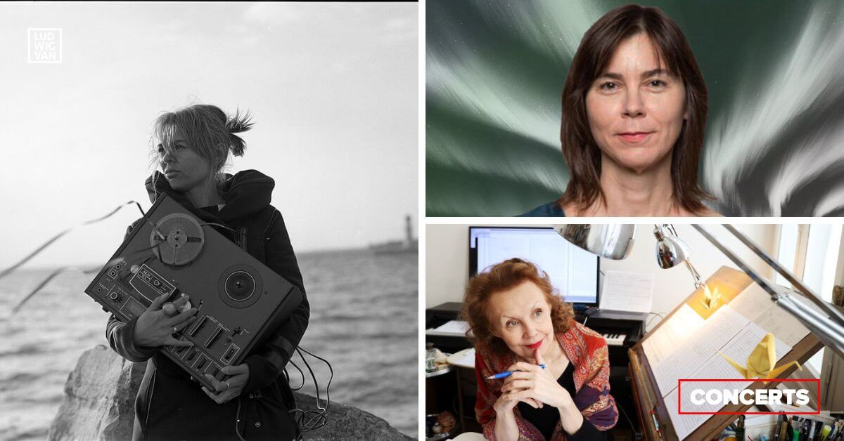 Nicole Lizée (Photo : Murray Lightburn); Jocelyn Morlock (Photo : tirée du site web de la SMCQ); Kaija Saariaho (Photo : Maarit Kytöharju)