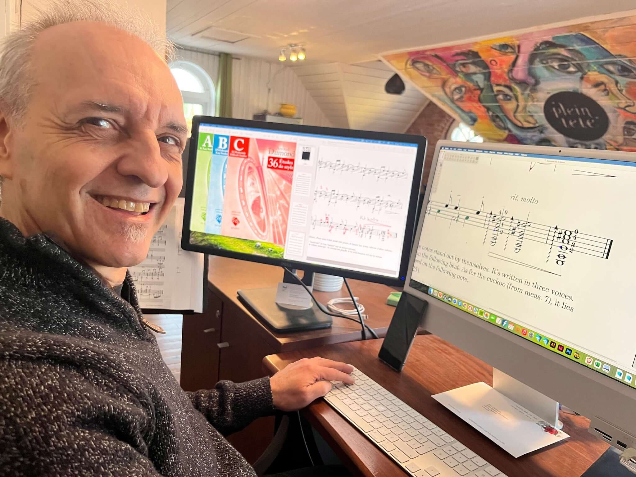 Éric Dussault, graveur musical et co-propriétaire des Productions d'OZ, maison d'édition musicale établie sur la rive sud de Québec. (Photo : Florence Lemay)