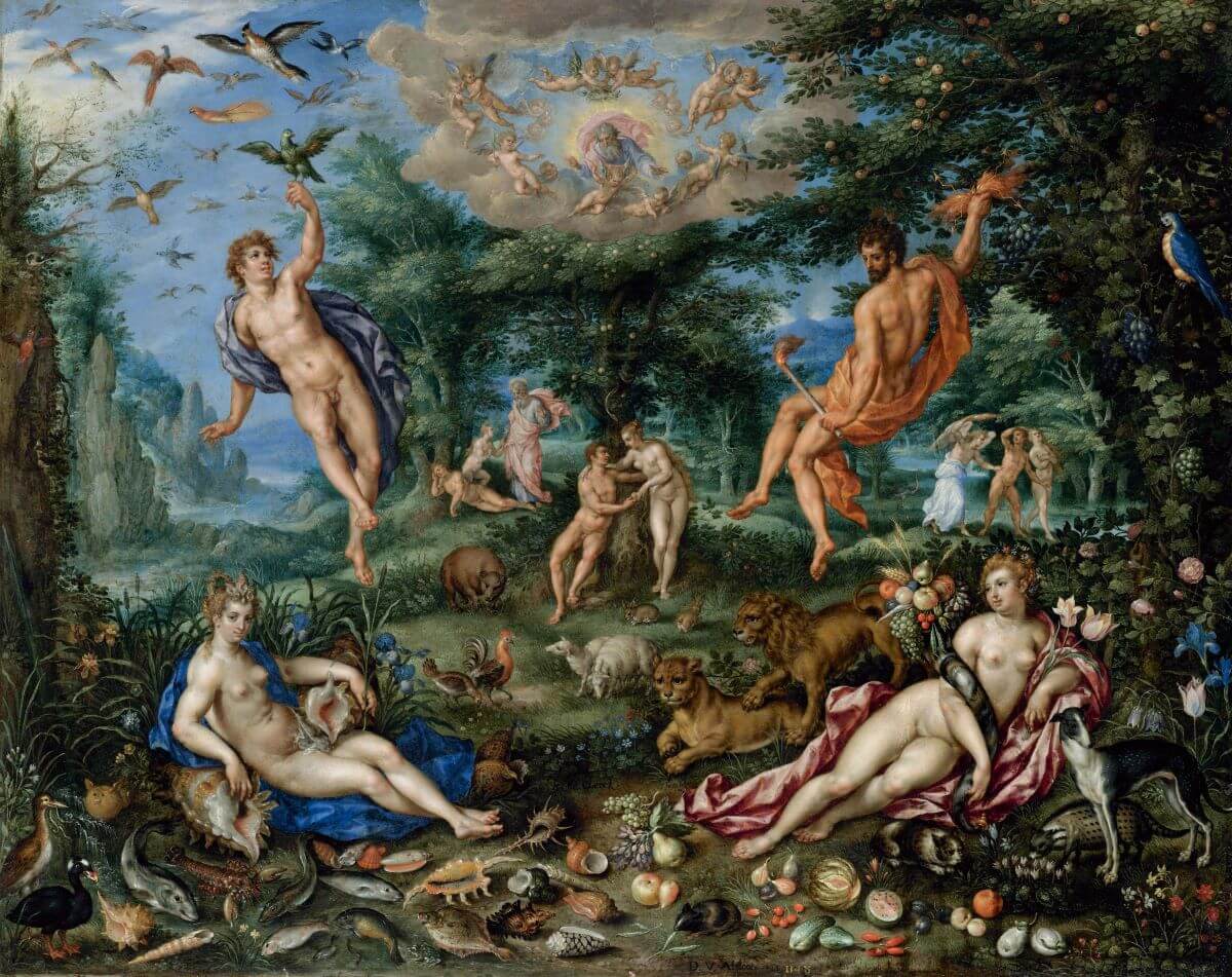 Hendrick de Clerck (vers 1560-1630), Denijs van Alsloot (vers 1570-vers 1627), Les quatre éléments dans le jardin d'Eden. (c Fondation Phoebus, Anvers, Belgique
