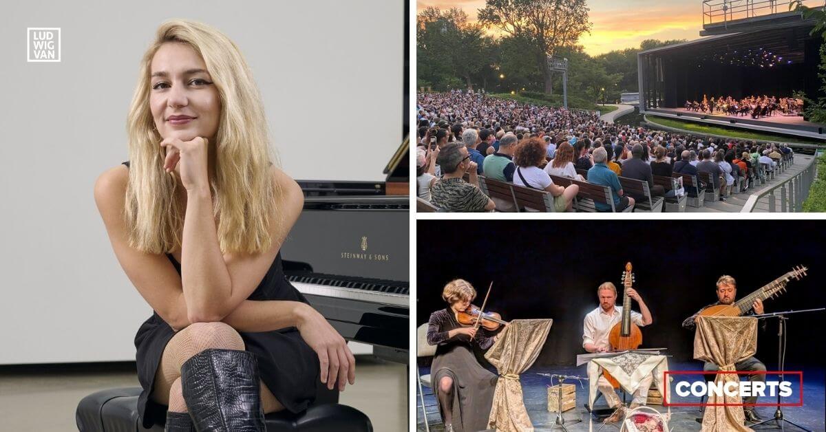 Élisabeth Pion (Photo : Jeremy Fokkens); Orchestre de la Francophonie au Théâtre de Verdure (Photo : John Wiens); Les Barocudas (Photo : courtoisie)