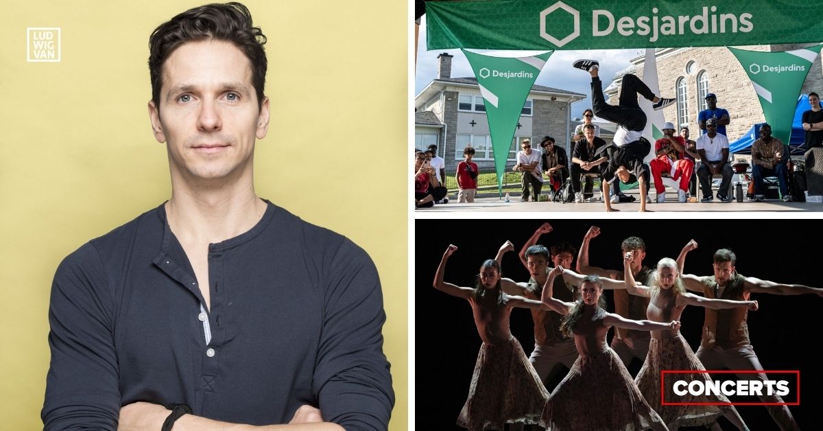 Guillaume Côté (Photo : Thomas Payette); Une scène de Dance Battle en 2025 (Photo : Isabelle Michaud); Royal Winnipeg Ballet (Photo : courtoisie FASS)