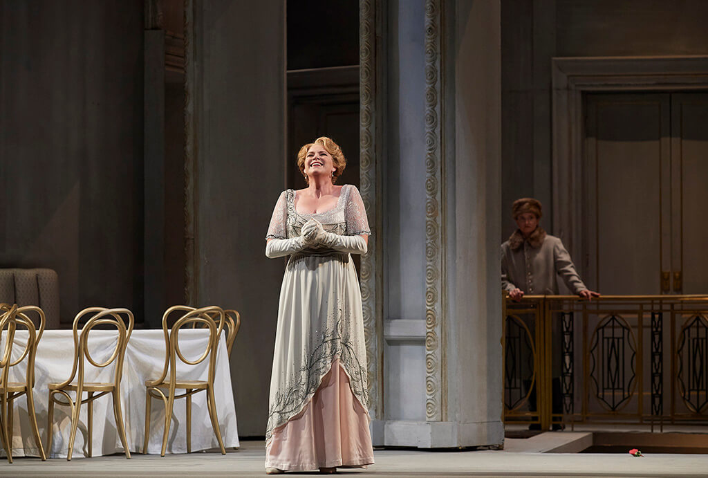 Erin Wall as Arabella (foreground) and Jane Archibald as Zdenka in the Canadian Opera Company’s new production of Arabella, 2017. (Photo: Michael Cooper)