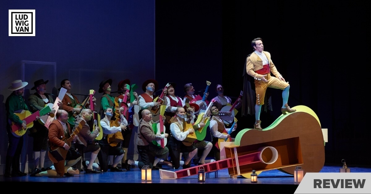 Santiago Ballerini as Count Almaviva (right) in the Canadian Opera Company’s production of The Barber of Seville, 2020, photo: Michael Cooper