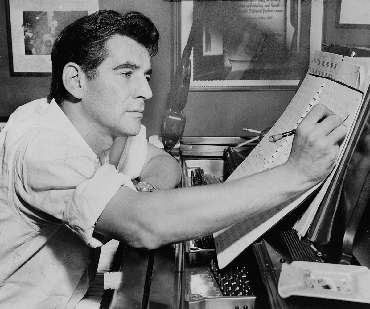 Leonard Bernstein in 1955 (public domain image)