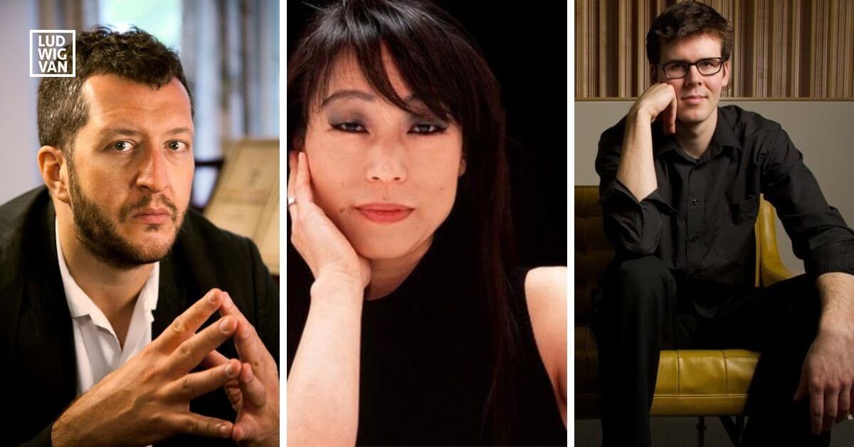 Composers Thomas Adès, Unsuk Chin, Christopher Goddard (Photos courtesy of Esprit Orchestra)