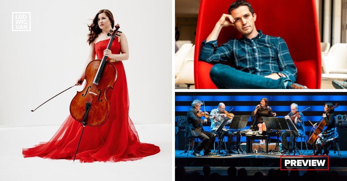 L-R (clockwise): Cellist Alisa Weilerstein (Photo courtesy of the RCM); Métis/French-Canadian composer Ian Cusson (Photo: John Arano); the Kronos Quartet with Tanya Tagaq (Photo courtesy of the RCM)