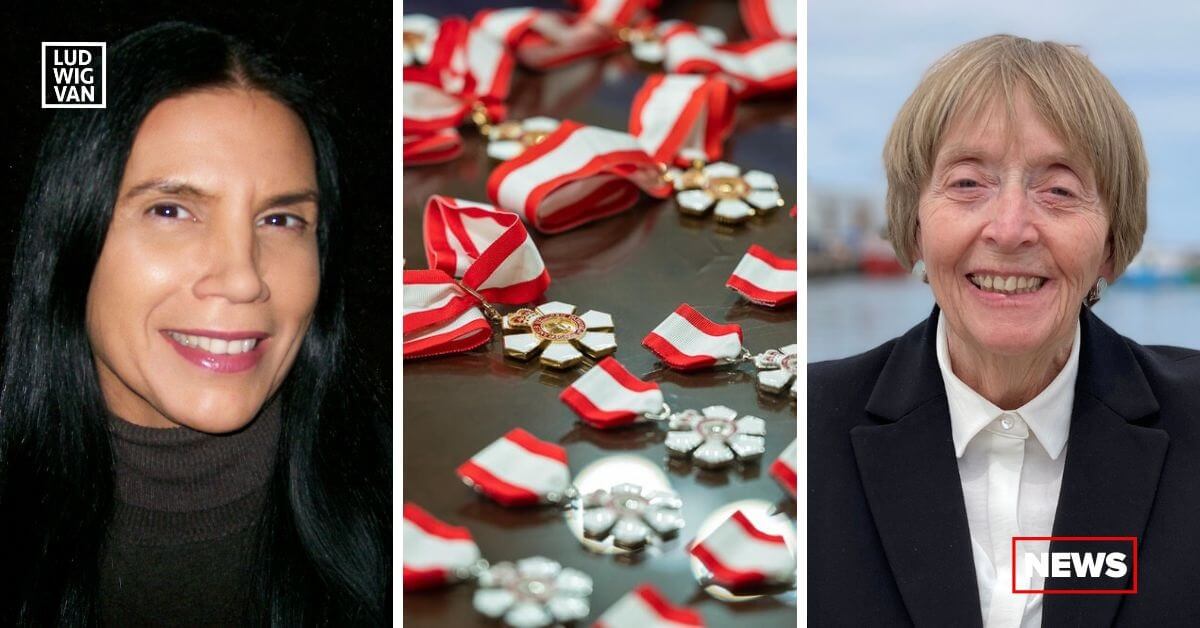 L-R: Barbara Assiginaak (Photo courtesy of the artist); Order of Canada medals (Photo: MCpl Anis Assari, Rideau Hall Reference Number: GG08-2022-0290-006); Lydia Adams, May 2023 (photo: Maura McGroarty)