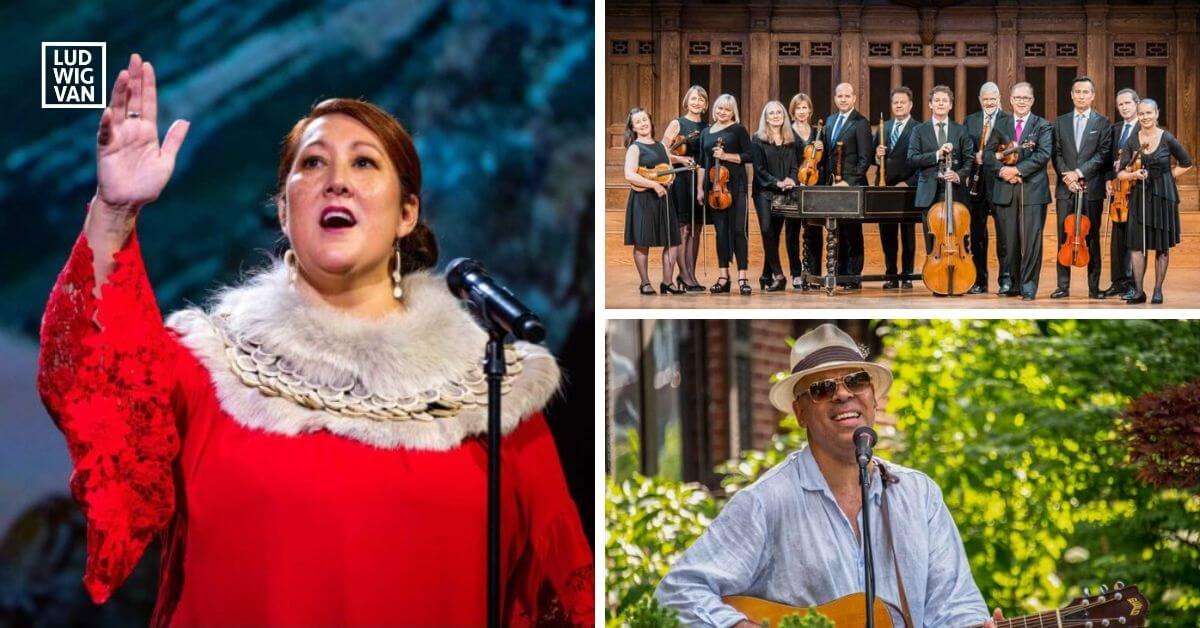 L-R (clockwise): Deantha Edmunds (Photo courtesy of the artist); Tafelmusik (Photo courtesy of Tafelmusik); Beau Dixon (Photo: Dahlia Katz)