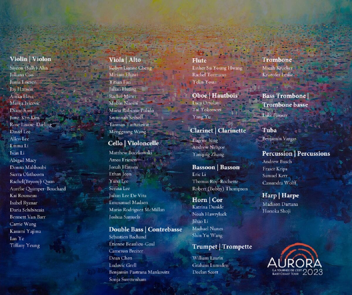 Programmation de la tournée Aurora de l'ONJC 2023