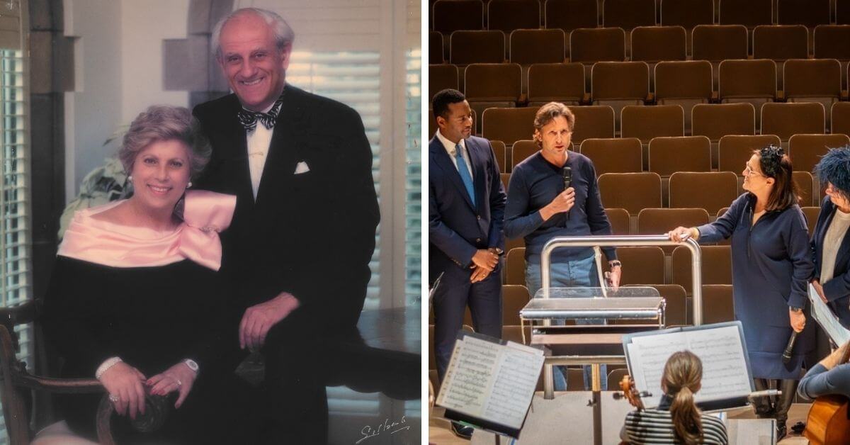 L-R: Mary and Tom Beck (Photo courtesy of the TSO); TSO Music Director Gustavo Gimeno thanks the Beck Family for their historic gift at the morning orchestra rehearsal (Photo: Allan Cabral)