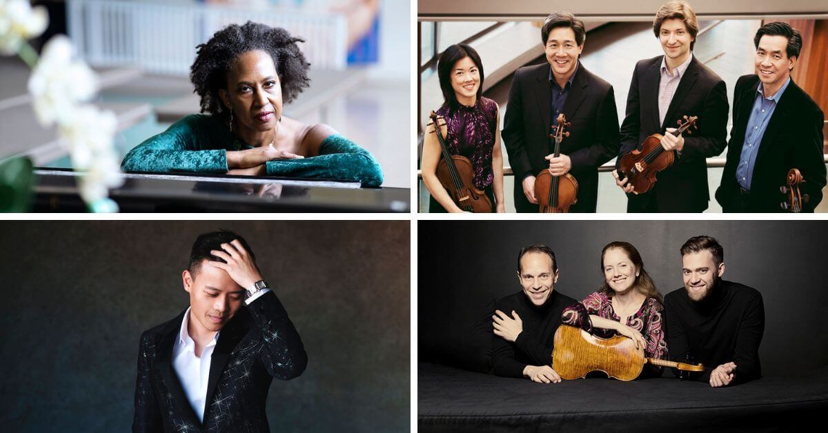 L-R (clockwise): Maria Thompson Corley; Ying Quartet; David Fung; St. Lawrence (All photos courtesy of Music Toronto)