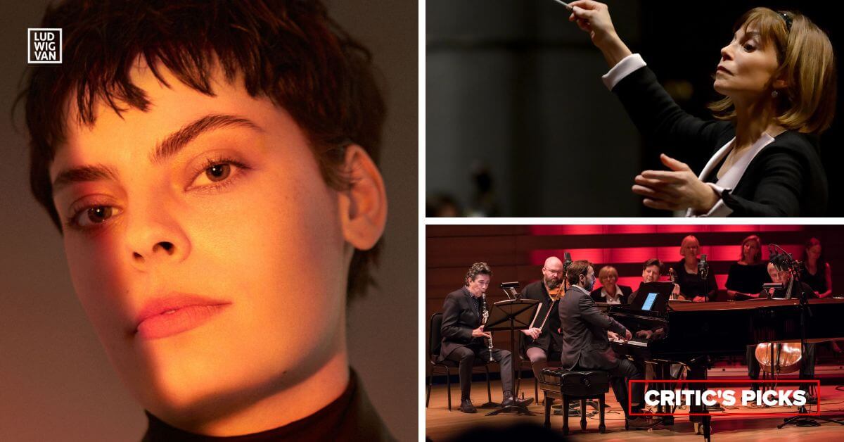 L-R (clockwise): Emily D'Angelo (Photo courtesy of the artist); Maestra JoAnn Falletta conducting in concert on February 15, 2015, 14:51:57 (Photo: David Adam Beloff/CC BY-SA 4.0 DEED); Amici Chamber Ensemble (Photo courtesy of the artists)