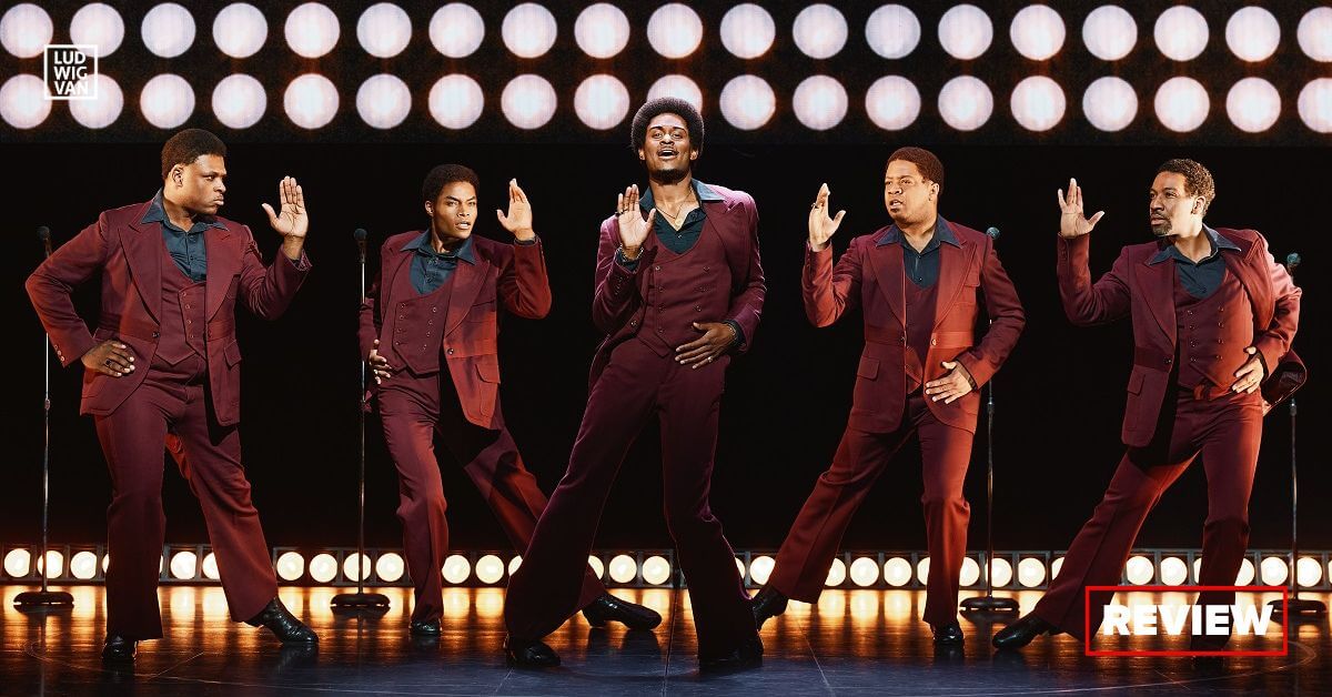 (L – R) Harrel Holmes Jr., Jalen Harris, Dwayne P. Mitchell, Michael Andreaus, E. Clayton Cornelious from the National Touring Company of Ain’t Too Proud (Photo: © 2023 Emilio Madrid)