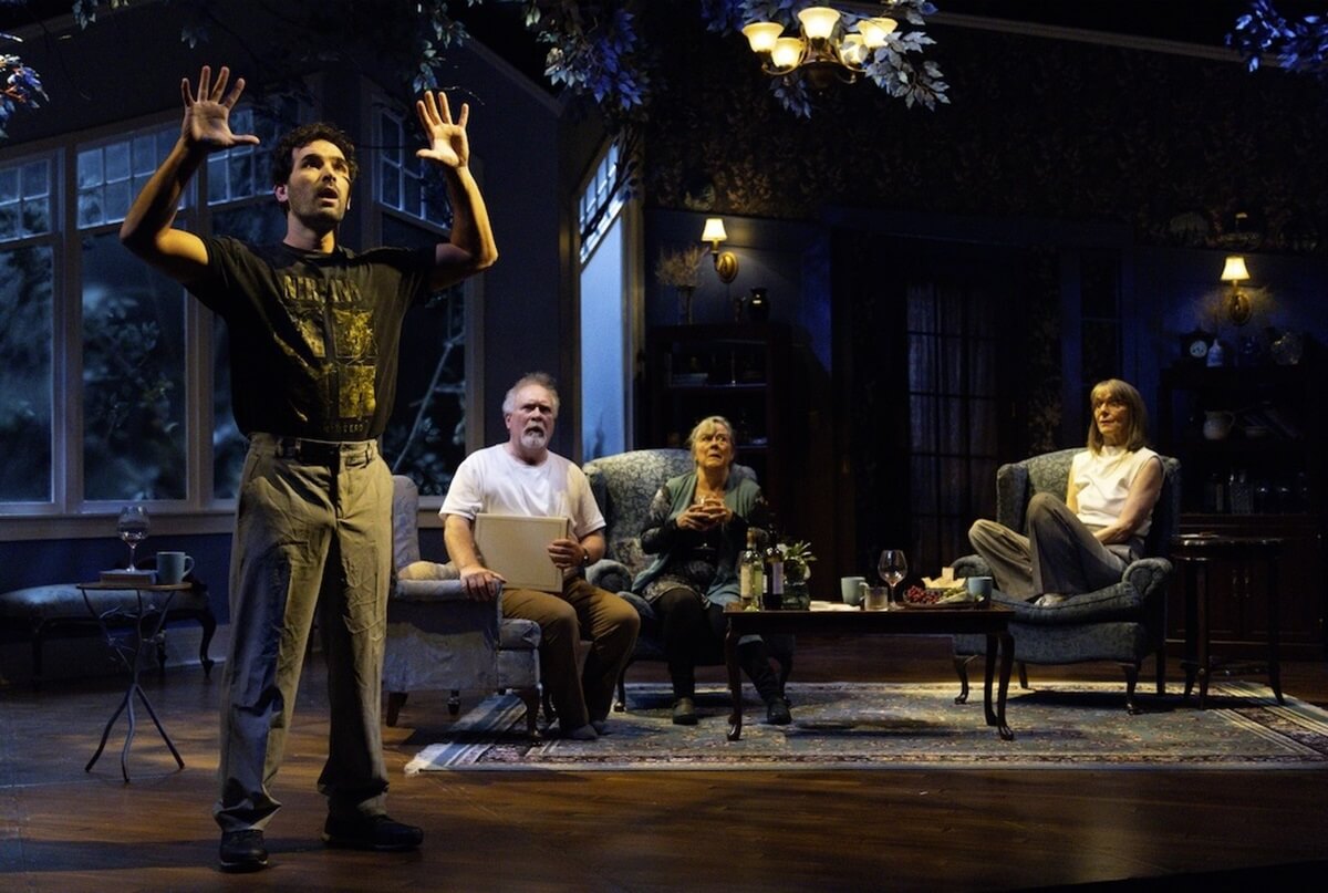 Johnathan Sousa, Benedict Campbell, Corrine Koslo and Nancy Palk in Winthrow Park (Photo: Cylla von Tiedemann)