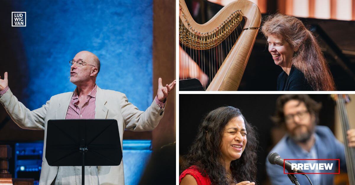 L-R (clockwise): Tom Allen at Ottawa Chamberfest (Photo: Curtis Perry); Lori Gemmell at Ottawa Chamberfest (Photo: Curtis Perry); Joe Phillips and Suba Sankaran perform at the Sweetwater Festival in Owen Sound (Photo courtesy of the Sweetwater Festival)