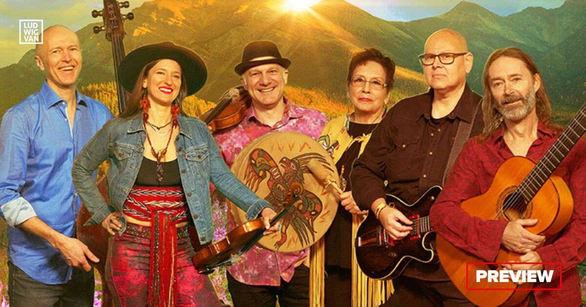 L-R: Drew Birston, Alyssa Delbaere-Sawchuk, Chris McKhool, Shannon Thunderbird, Marc Meriläinen, Kevin Laliberté (Photo courtesy of the artists)